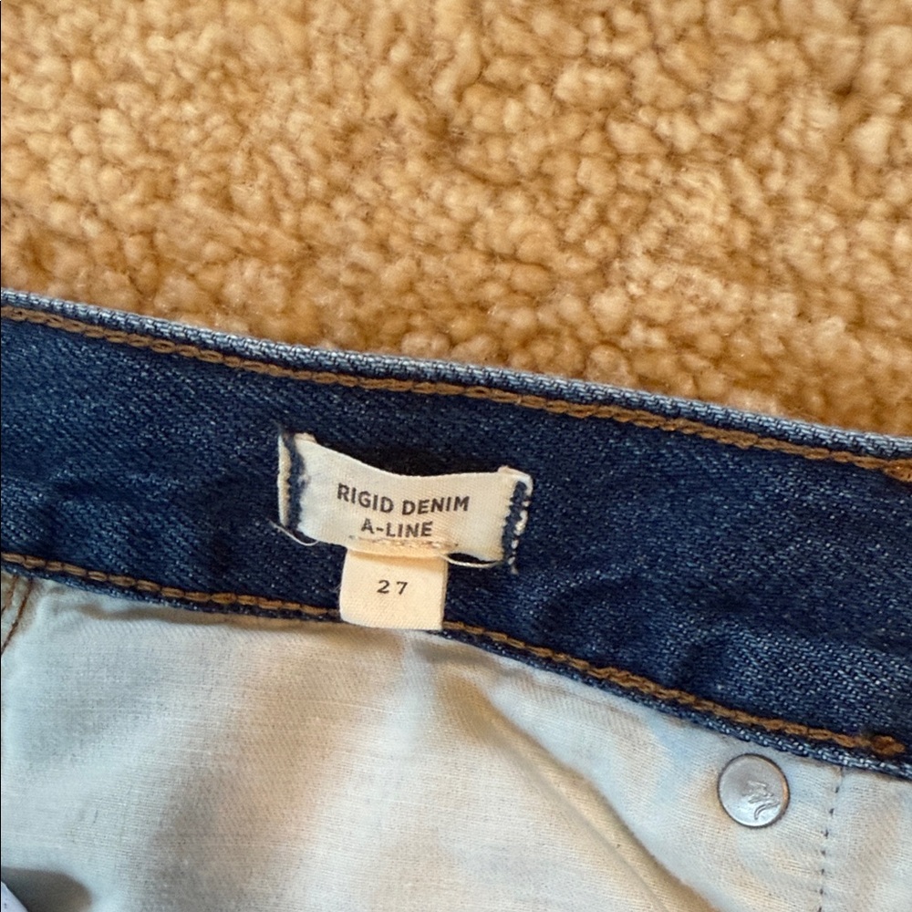 Madewell Denim Mini Skirt Rigid Denim A-Line Size 27 Like New! M1 - Picture 6 of 9